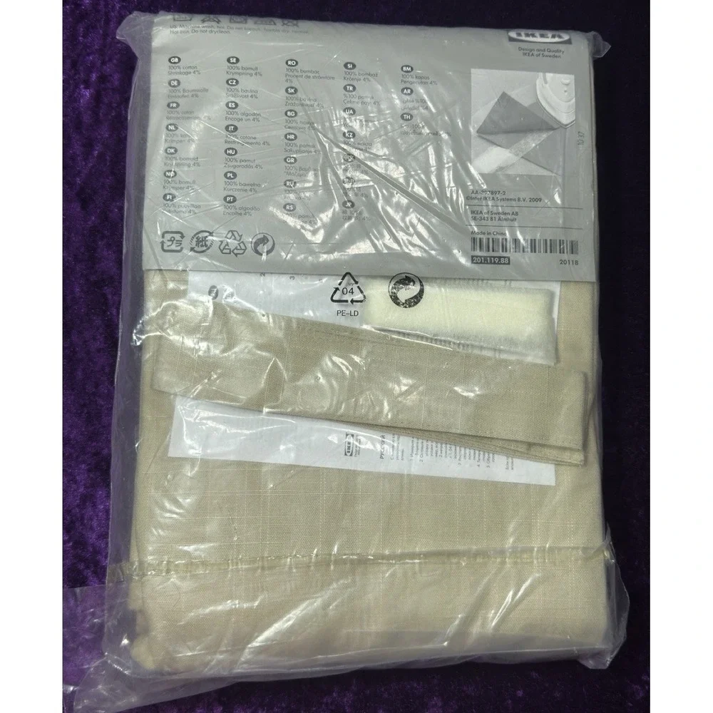 Ikea Ritva Curtain Panels‎ Beige Tab Top Tie Backs 57 x 98